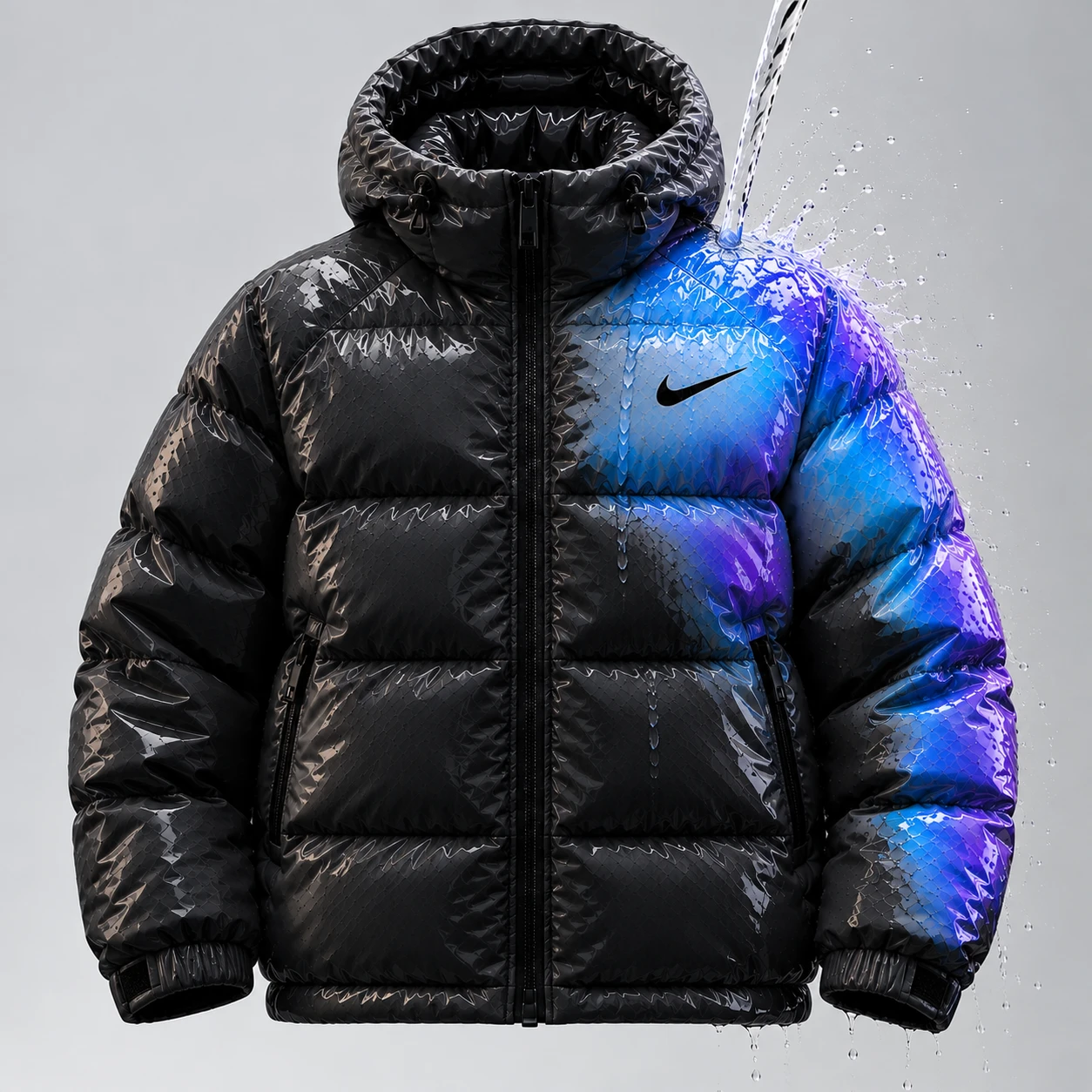 Bunda Puffer reagující na vodu – Černá