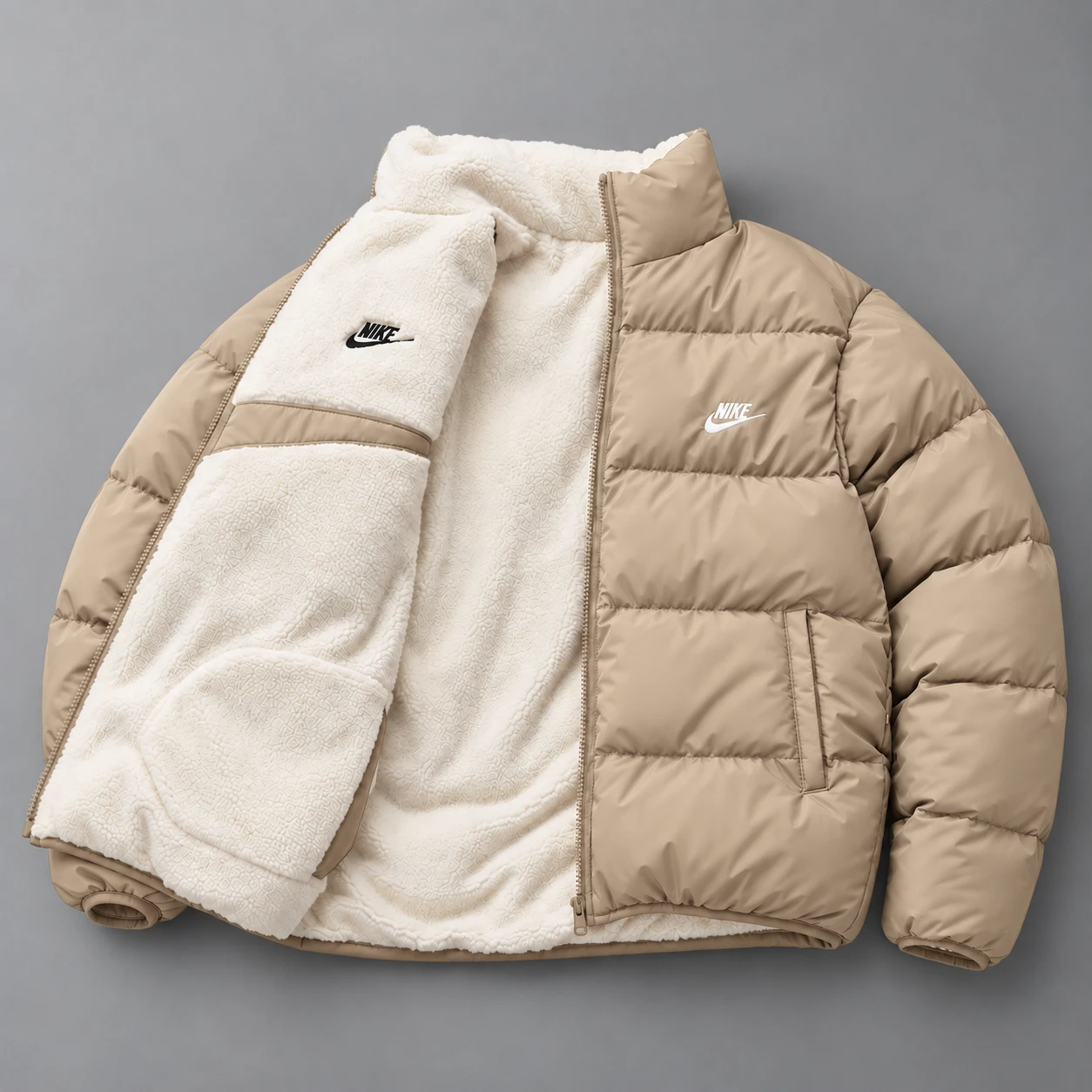 Αναστρεψίμο Sherpa Puffer Jacket – Khaki