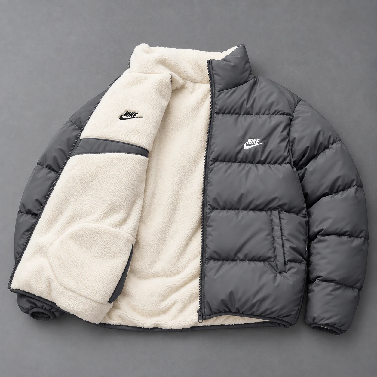 Αναστρεψίμο Sherpa Puffer Jacket – Charcoal Grey
