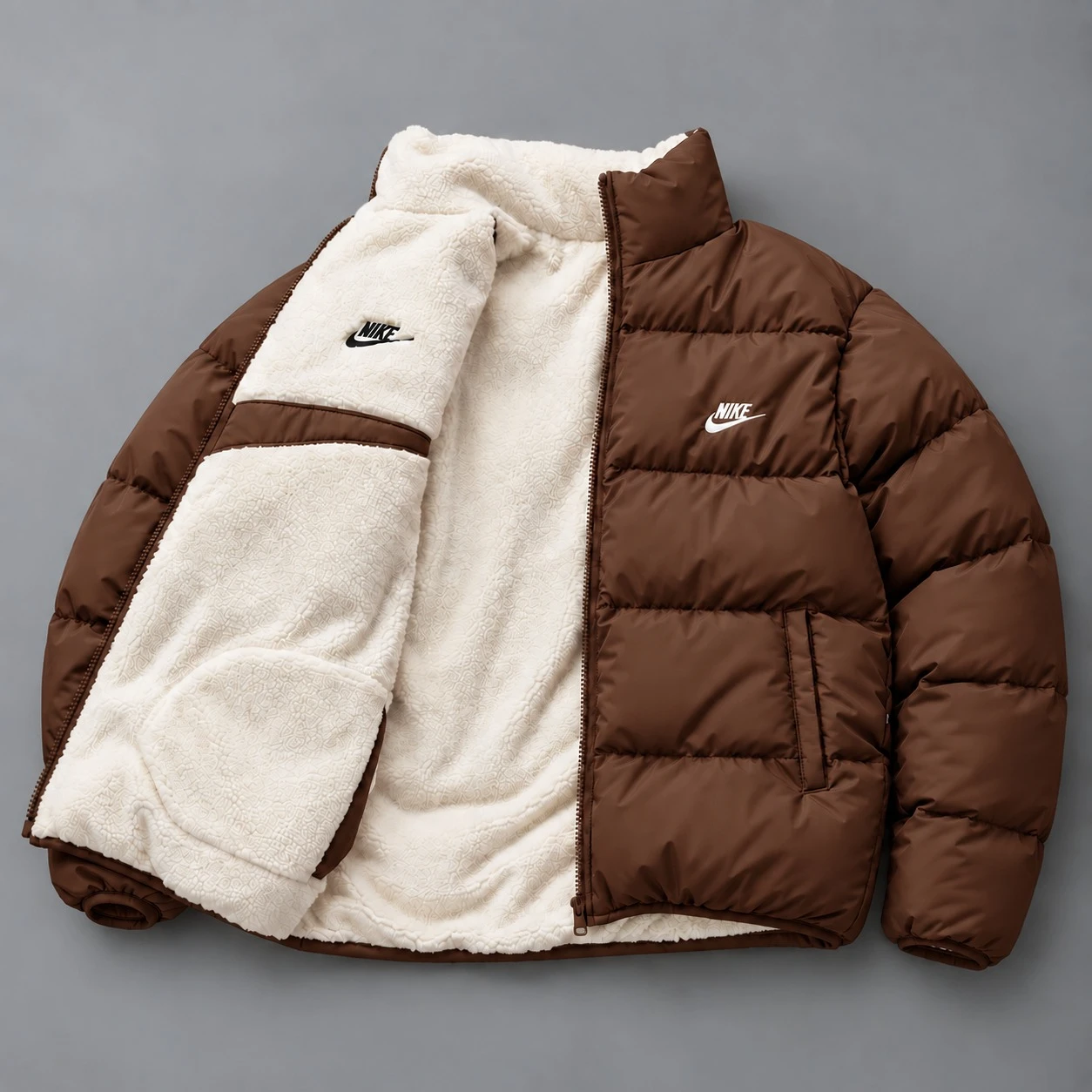 Αναστρεψίμο Sherpa Puffer Jacket – Chocolate Brown