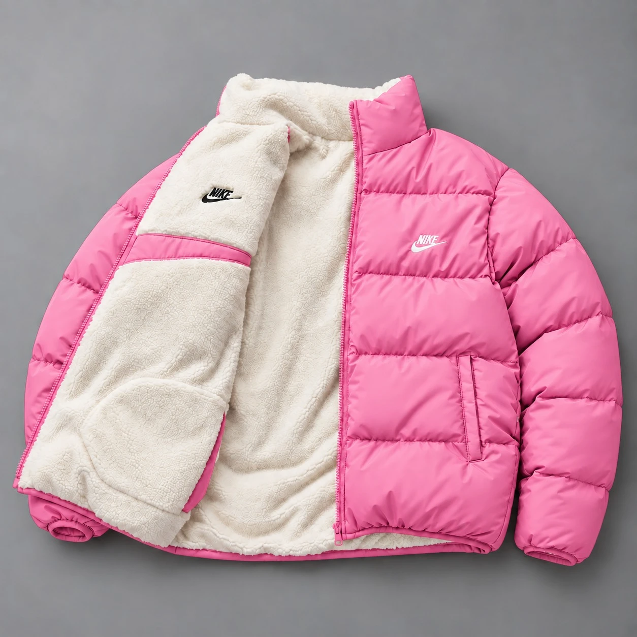 Αναστρεψίμο Sherpa Puffer Jacket – Pink