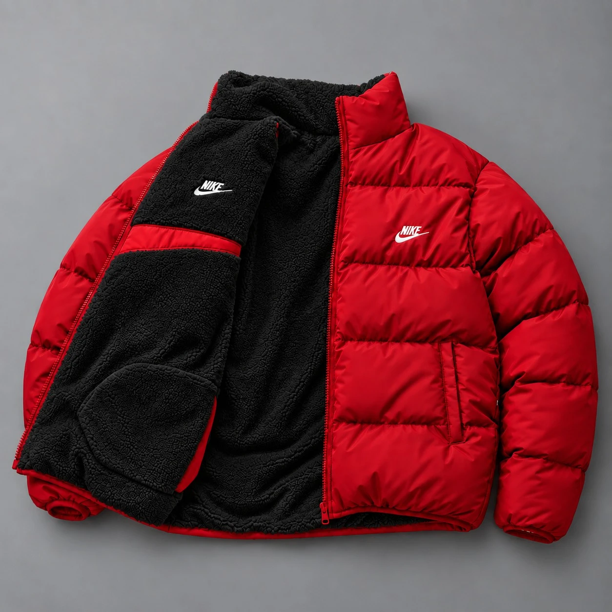 Αναστρεψίμο Sherpa Puffer Jacket – Red Black