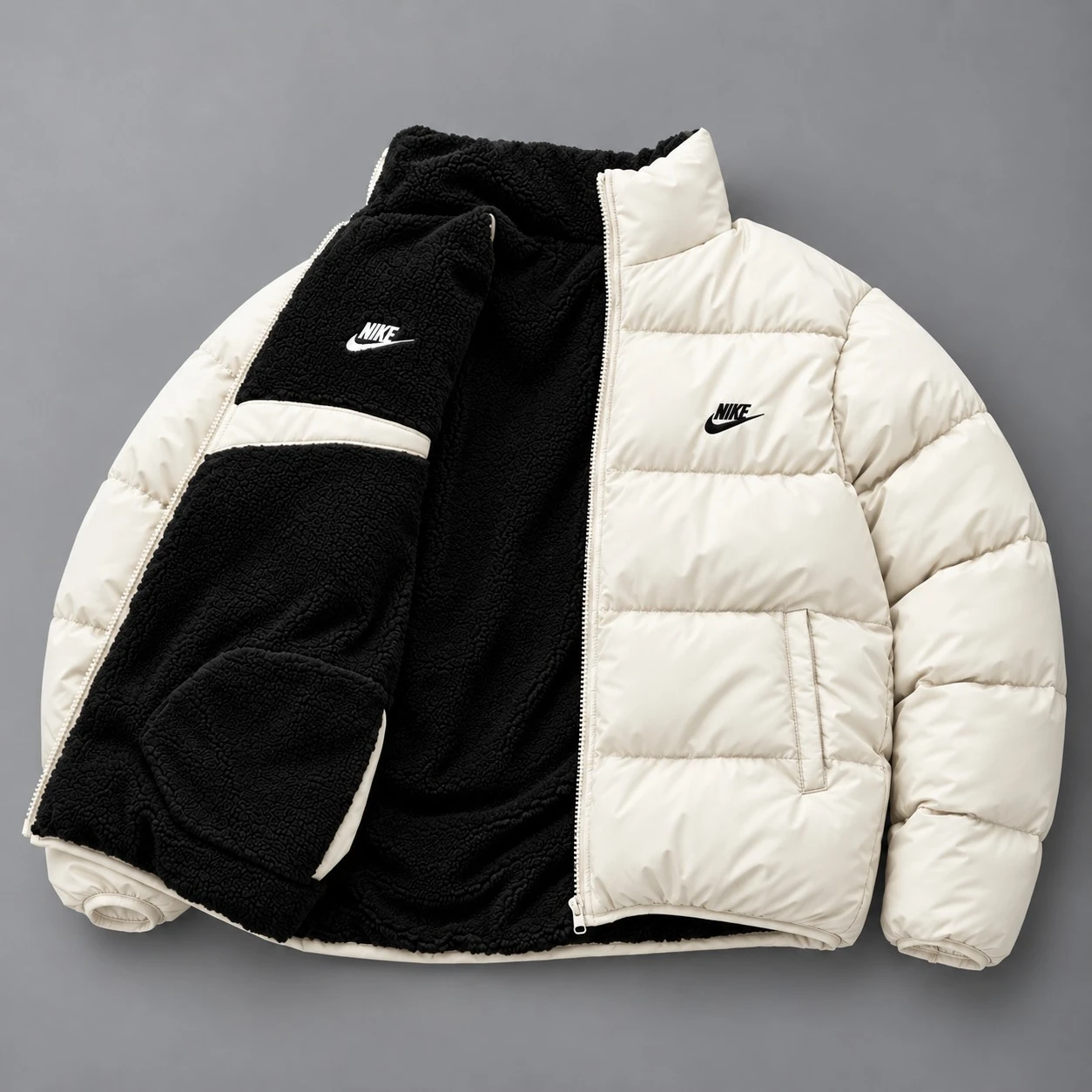 Αναστρεψίμο Sherpa Puffer Jacket – Cream