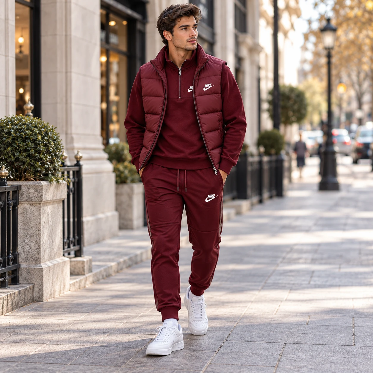 Prémiová 3dílná souprava s péřovou vesty a half-zip tracksuitem